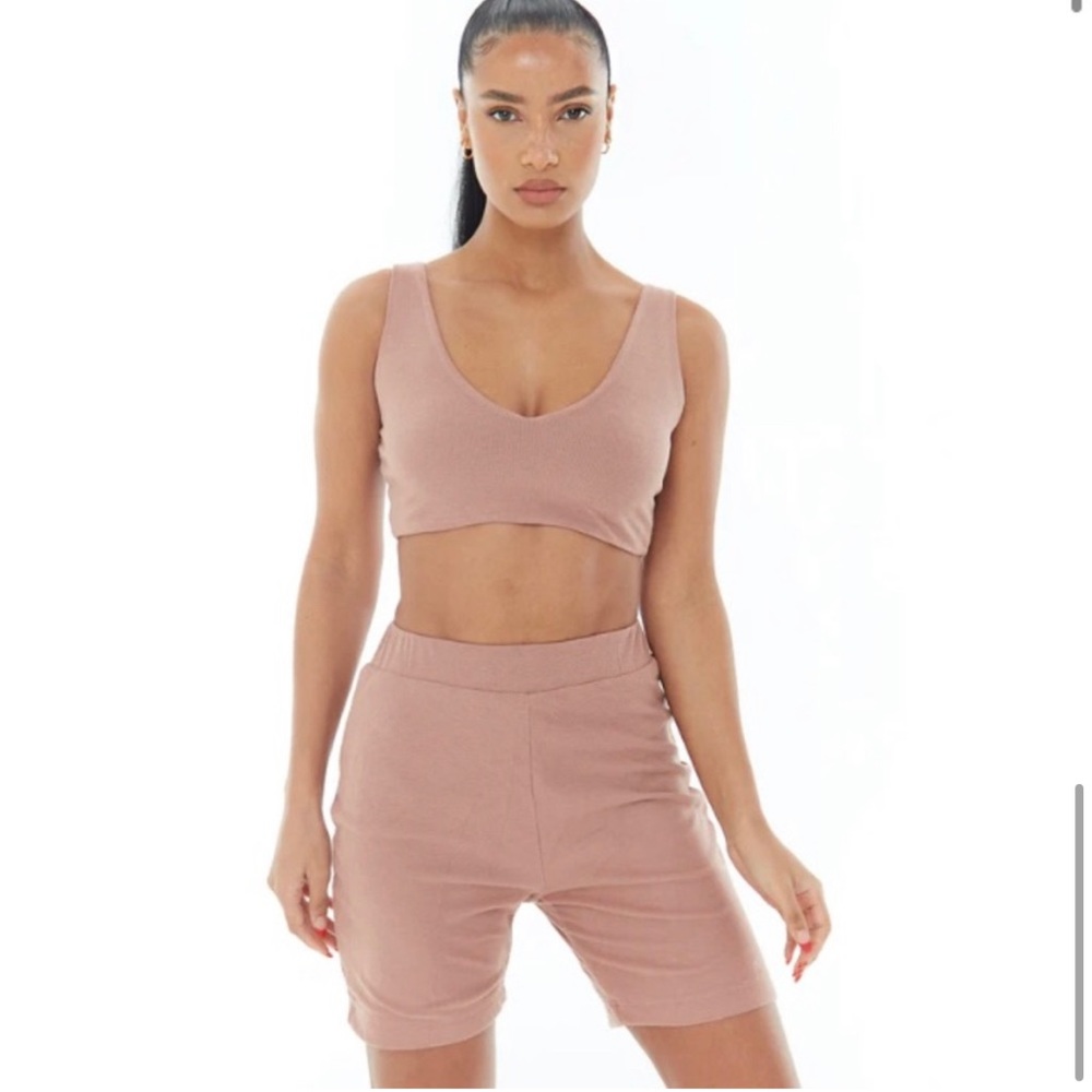 Lazuli label ribbed lounge shorts in Chocolate